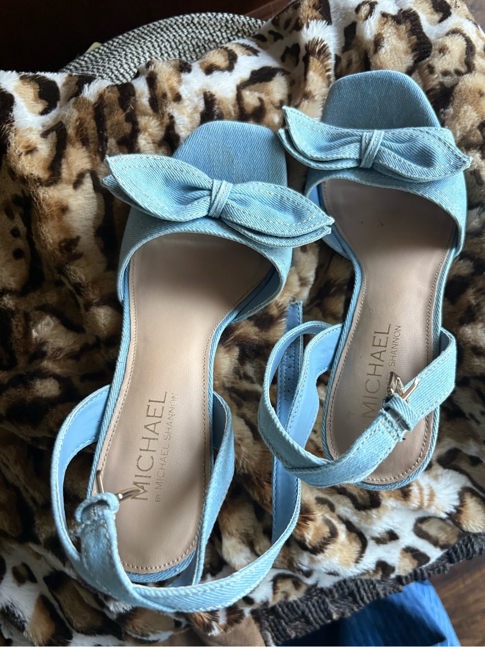 MICHAEL Michael Kors Light Blue Bow Ankle-Strap Sandals